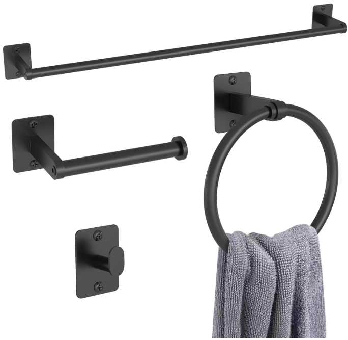 Matte Black Bathroom Accessories Set
