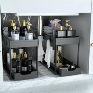 Under Sink Organizer 2 Pack, Bathroom Cabinet Organizer