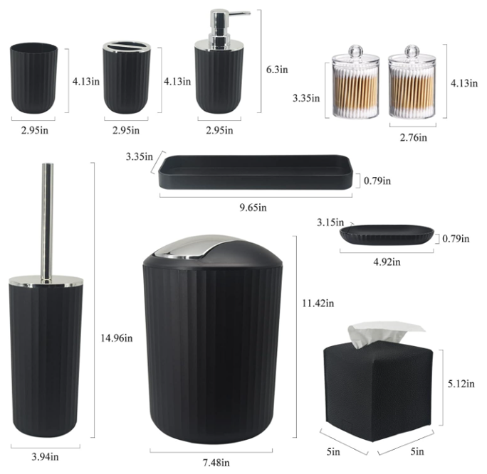 Bathroom Accessory Set (Black) - Image 2