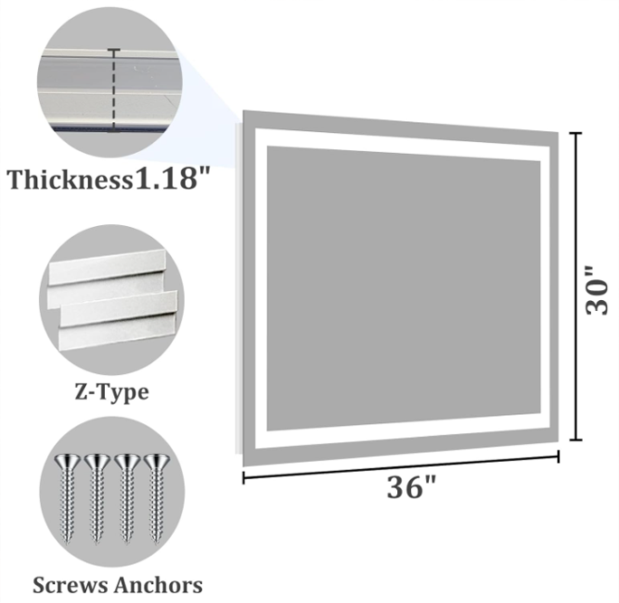 30x36 LED Bathroom Mirror - Image 3