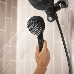 Matte Black Dual Showerhead with Metal Hose